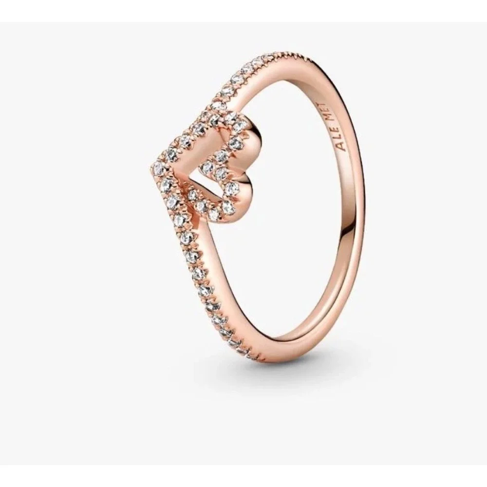 NEW Pandora Wishbone Sparkling Heart Ring Romantic Size 5